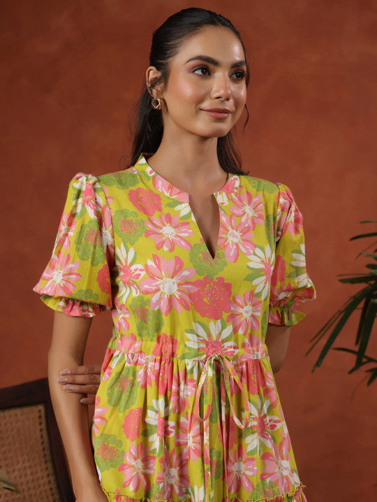 anayna Women Tiered Cotton Maxi Ethnic Dress