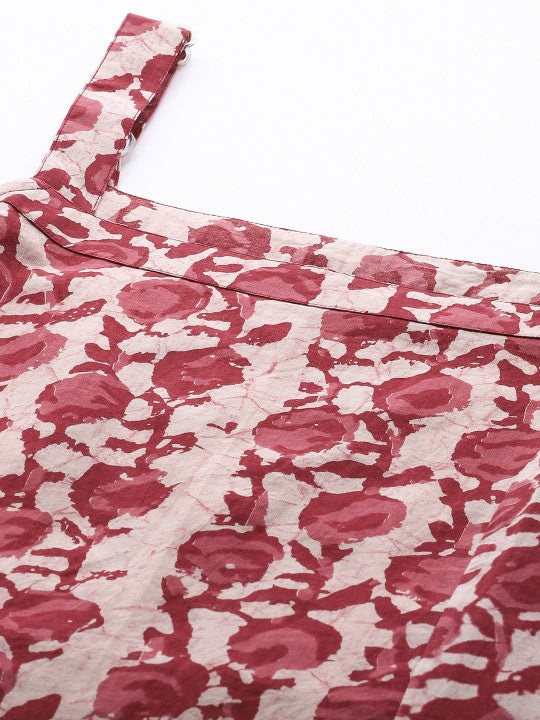 Women Pink & Magenta Printed Strappy Straight Kurta