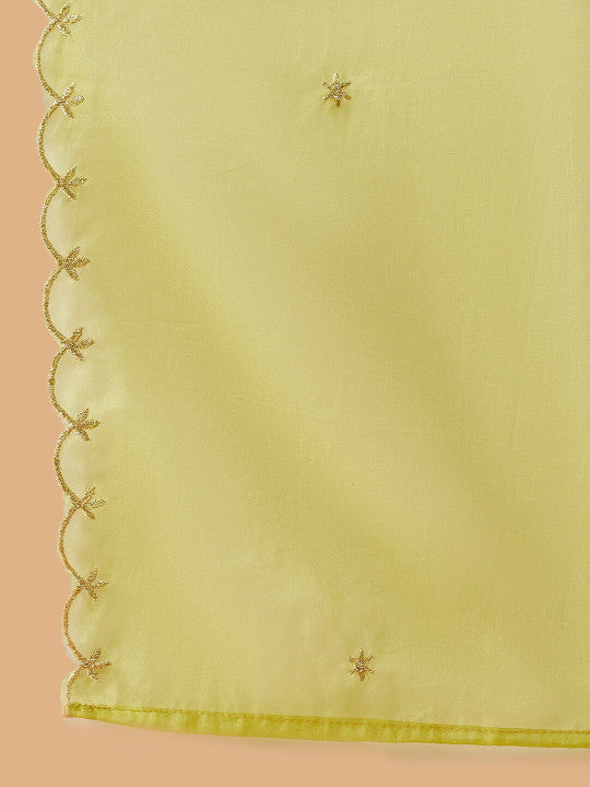 Sangria Embroidered Straight Kurta With Trouser & Dupatta Set