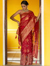 Janasya Ethnic Motifs Woven Design Zari Organza Kanjeevaram Saree