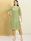 House of Pataudi Women Embellished Sequined Striped Jashn Kurta