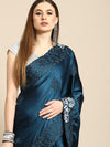 Anouk Blue Floral Embroidered Satin Saree