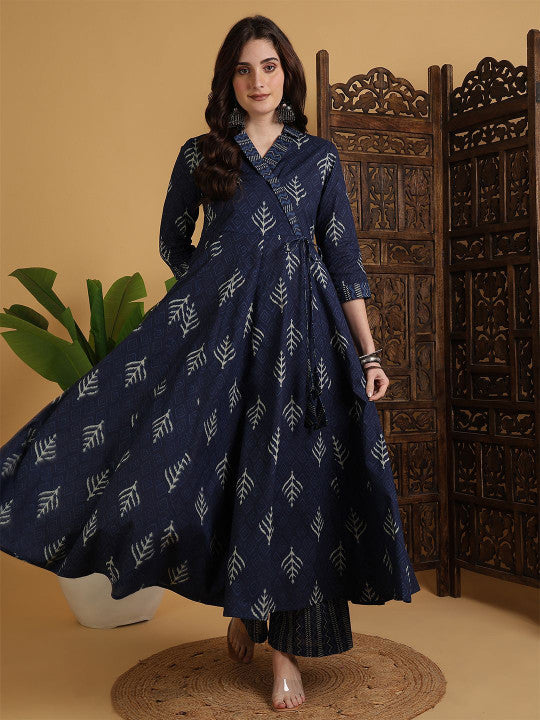 Sangria Ethnic Motifs Printed Regular Pure Cotton Kurta with Palazzo