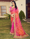 Satrani Beads and Stones Bandhani Printed Saree