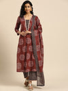 Anayna Women Ethnic Motifs Printed Regular Pure Cotton Kurta with Trousers & With Dupatta