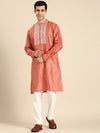 Anouk Men Coral Ethnic Motifs Yoke Design Thread Work Kurta with Pyjamas