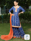 AKS Couture Ethnic Motif Printed Gotta Patti Pure Cotton Kurta & Sharara With Dupatta