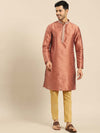 Amodh by Kisah Men Rust Kurta (Set of 2)