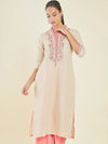 Soch V Neck Floral Embroidered Straight Kurta