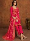 Sangria Yoke Design Gotta Patti Straight Kurta & Trousers With Dupatta