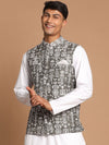 Vastramay Men Green Printed Woven Nehru Jackets