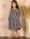 Vastramay Girls Black Chikankari Cotton Ethnic Dress