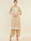Soch Beige Ethnic Motifs Embroidered Regular Straight Kurta With Palazzos - M