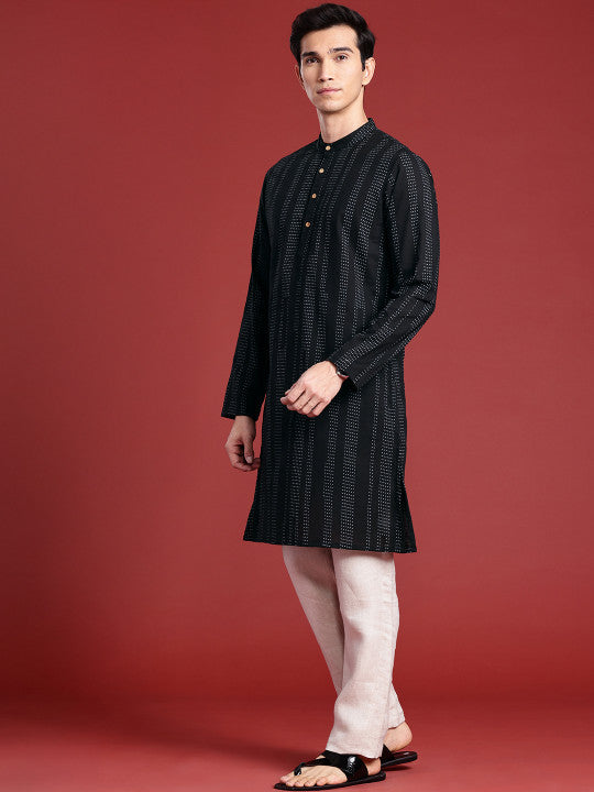 Anouk Men Polka Dot Printed Pure Cotton Kurta