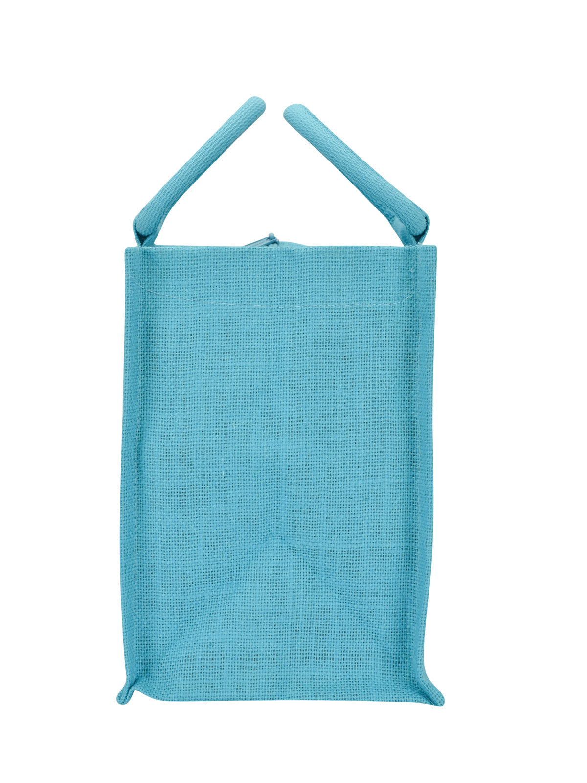 JUTE COTTAGE MUGHAL PRINT ZIPPER LUNCH BAG, SUSTAINABLE, ECO-FRIENDLY, 100% GENUINE, STYLISH JUTE BAG (TURQUOISE BLUE 10X10X7)
