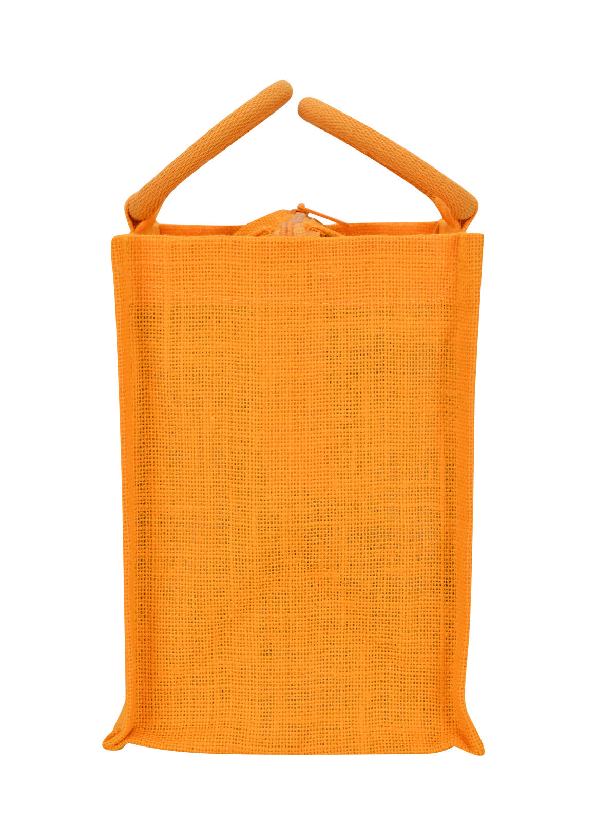 JUTE COTTAGE MUGHAL PRINT ZIPPER LUNCH BAG, SUSTAINABLE, ECO-FRIENDLY, 100% GENUINE, STYLISH JUTE BAG (YELLOW 10X10X7)