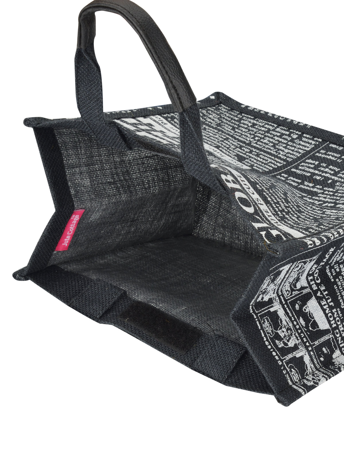 JUTE COTTAGE GLOBAL ZIPPER LUNCH BAG, SUSTAINABLE, ECO-FRIENDLY, 100% GENUINE, STYLISH JUTE BAG (BLACK 12X12X7)