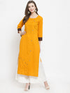 KSUT Mustard Embroidered Straight Kurta