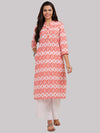 KSUT White Printed Straight Kurta