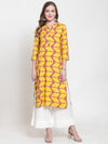 KSUT Mustard Printed Straight Kurta