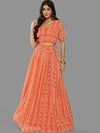 Janasya Printed Poly Georgette Ready to Wear Lehenga