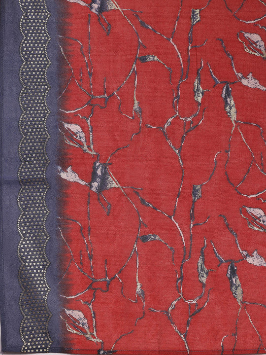 Ethnic Motifs Printed V-Neck Kurta with Trousers & With Dupatta