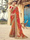 Satrani Beads and Stones Bandhani Printed Saree