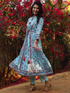 Juniper Floral Printed Mandarin Collar Cambric Cotton A-Line Kurta