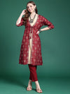 Sangria Solid Zari Kurta with Jacket