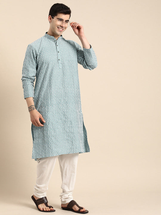 Anouk Men Geometric Embroidered Thread Work Kurta