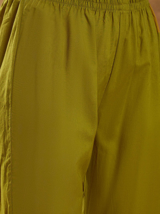 Sangria Women Geometric Printed Cotton Kurta with Trousers & Dupatta