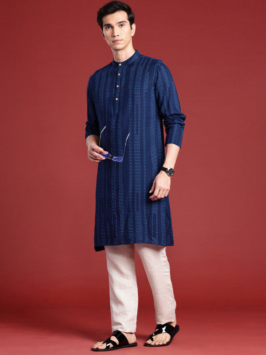 Anouk Men Polka Dot Printed Pure Cotton Kurta