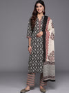 Libas Women Floral Printed Regular Pure Cotton Kurta with Palazzos & Dupatta