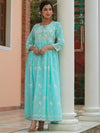 Scakhi Floral Embroidered Maxi Empire Cotton Ethnic Dress