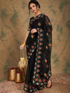 Sangria Floral Embroidered Net Saree