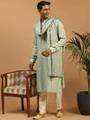 Vastramay Striped Sequinned Chanderi Cotton Kurta with Pyjamas & With Dupatta