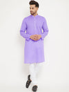 Vastramay Men Purple Cotton Blend Straight Kurta - L