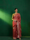Sangria Checked Pure Silk Banarasi Saree