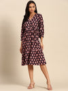 All about you Ethnic Motifs Print Puff Sleeve Midi Dress