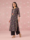 Likha Black Garden Groove Embroidered Kurta