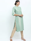 Vishudh Women Green Pathani Kurta