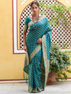 Janasya Teal Green & Gold-Toned Ethnic Motifs Woven Design Zari Banarasi Saree