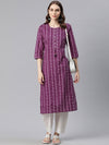 PIROH Womens Cotton Printed Straight Kurta Purple