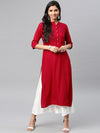 Vishudh Women Red Solid Straight Kurta