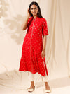 Likha Red Rayon Foil Printed Kurta LIKKUR28 - M