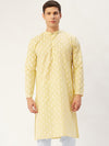 Jompers Men Yellow Thread Work Kurta