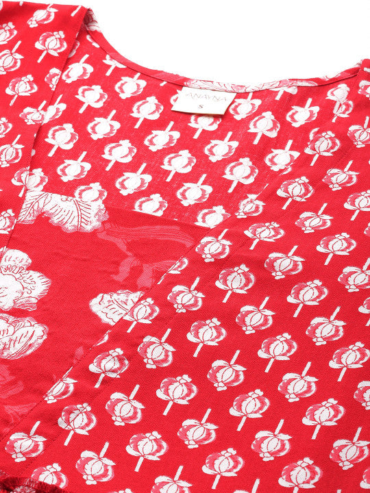 anayna Ethnic Motifs Printed Tiered Kurta with Palazzos