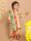 Vastramay Sishu Boys Rose Gold Kurta with Dhoti Pants & With Dupatta