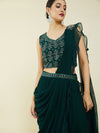 Soch Green Embellished Ready to Wear Raw Silk Lehenga with Blouse & Dupatta