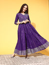 Varanga Women Charming Purple Cotton Swirling Volume Kurta